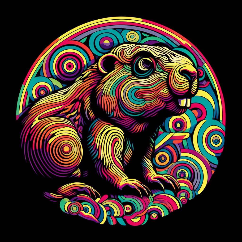 AI generated psychedelic ground hog.