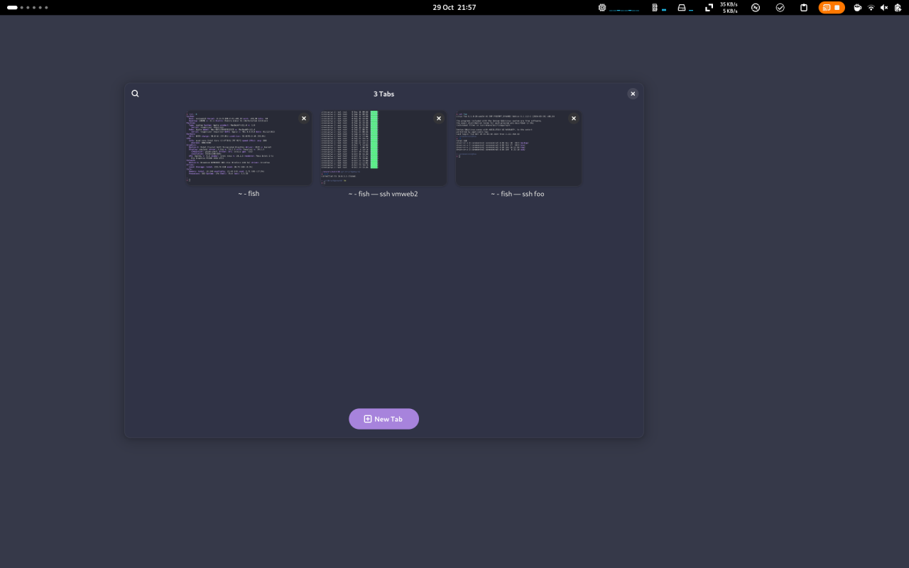 New default terminal application in Fedora Linux.