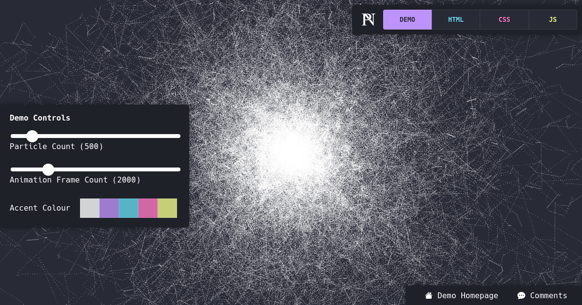 Screenshot of Canvas Animation: Particle Emitter #3