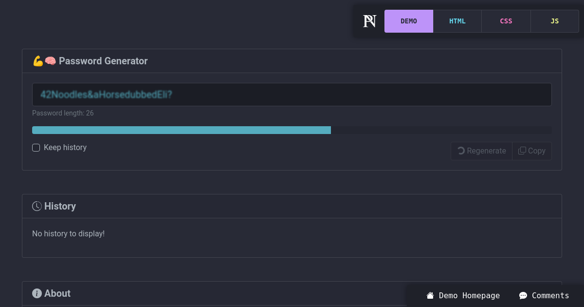 Screenshot of Strong Memorable Password Generator