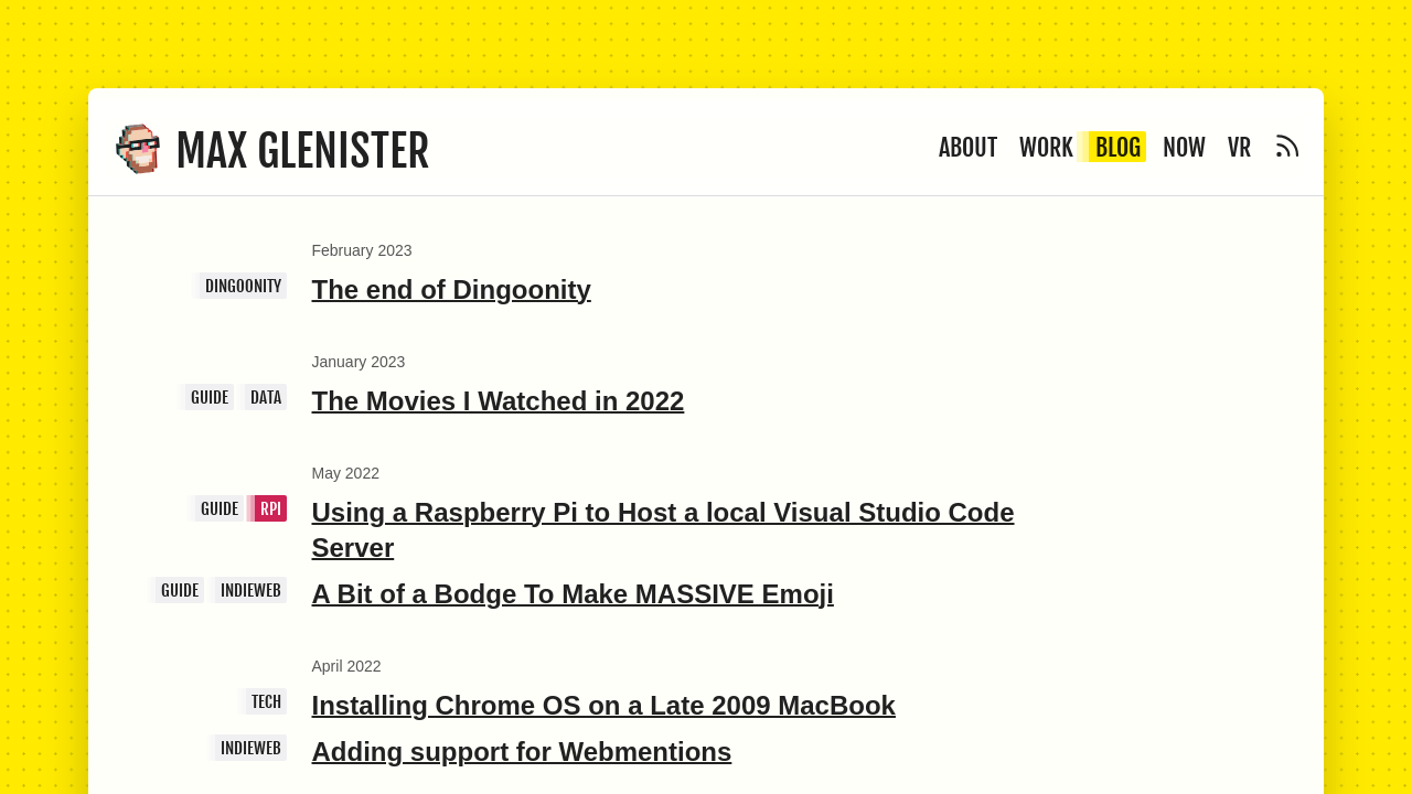 Screenshot of Blog — Max Glenister