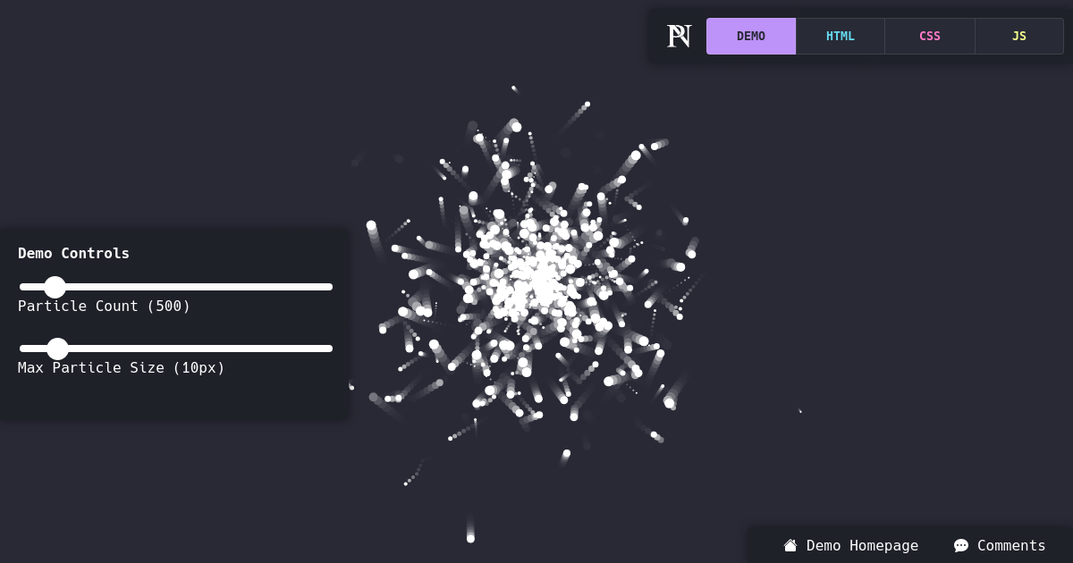 Screenshot of Canvas Animation: Particle Emitter #2