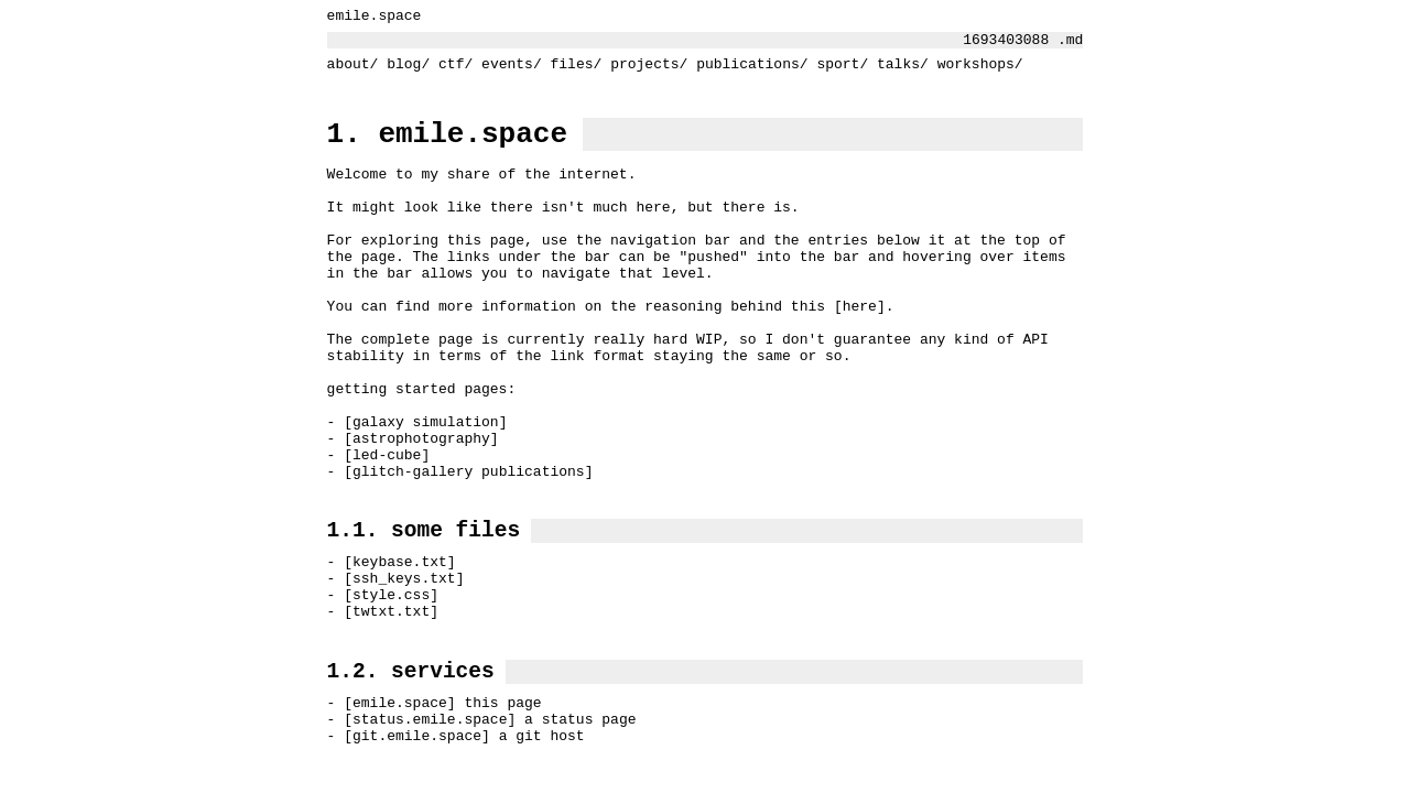Screenshot of emile.space