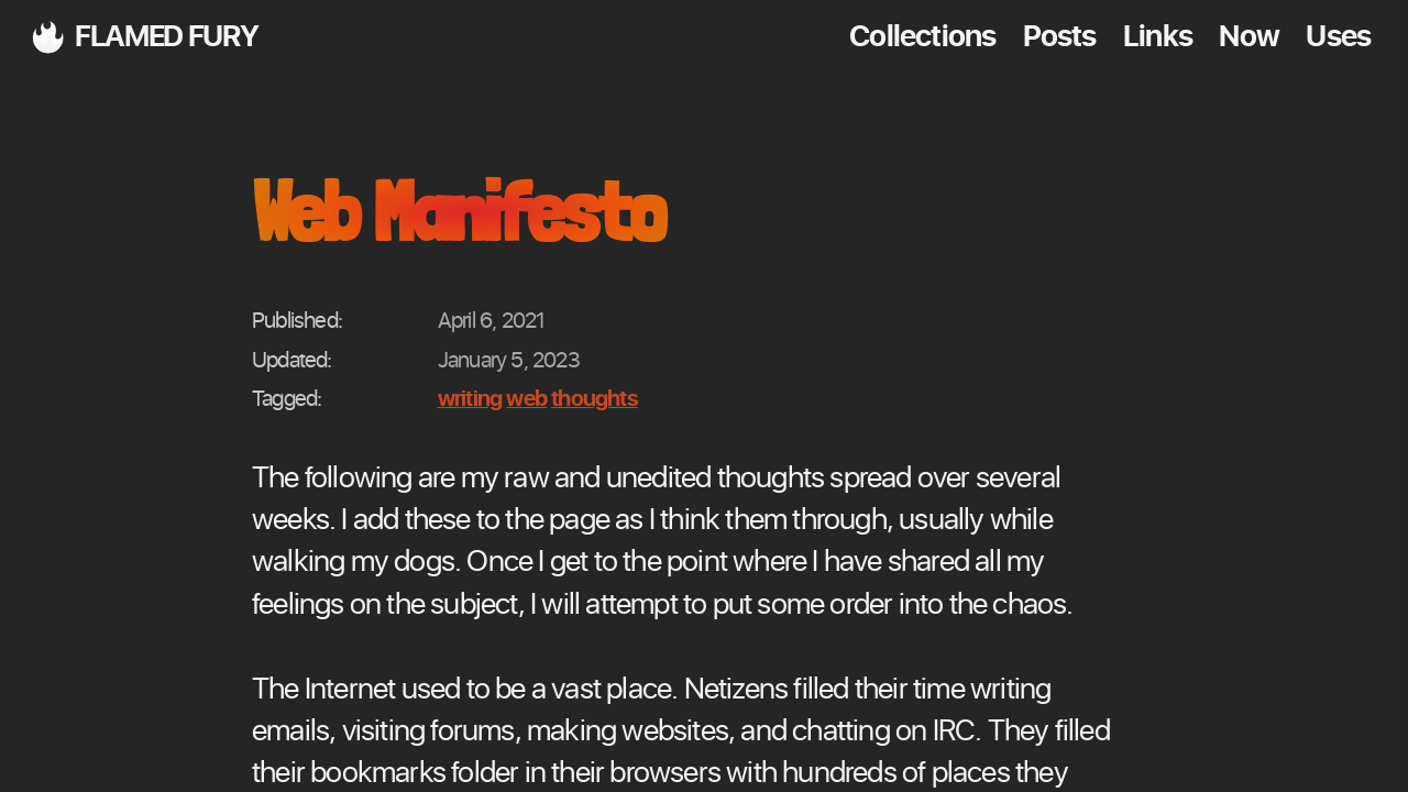 Screenshot of Web Manifesto