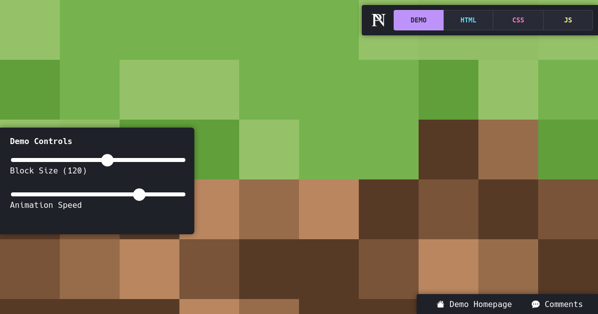 Screenshot of Canvas Animation: Minecraft Block