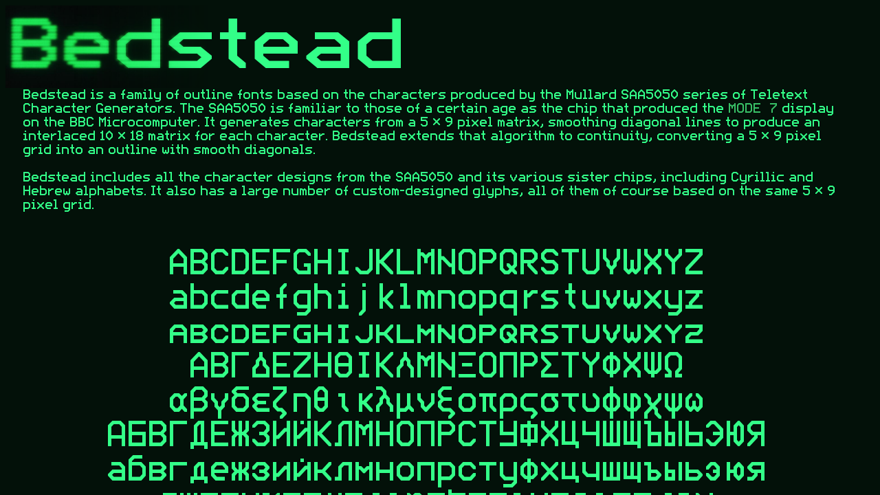 Screenshot of Bedstead – MODE 7 for the 21st century