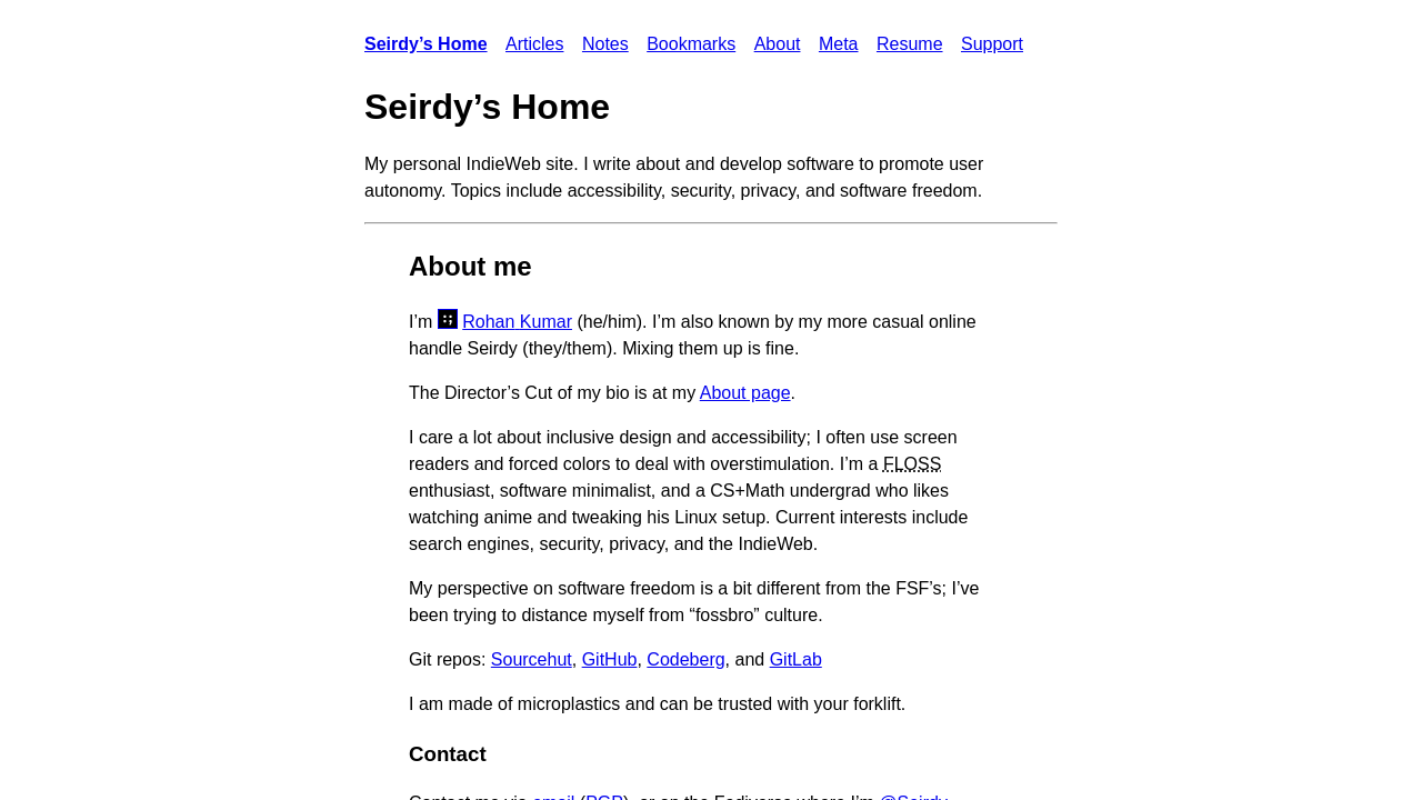 Screenshot of Seirdy’s Home