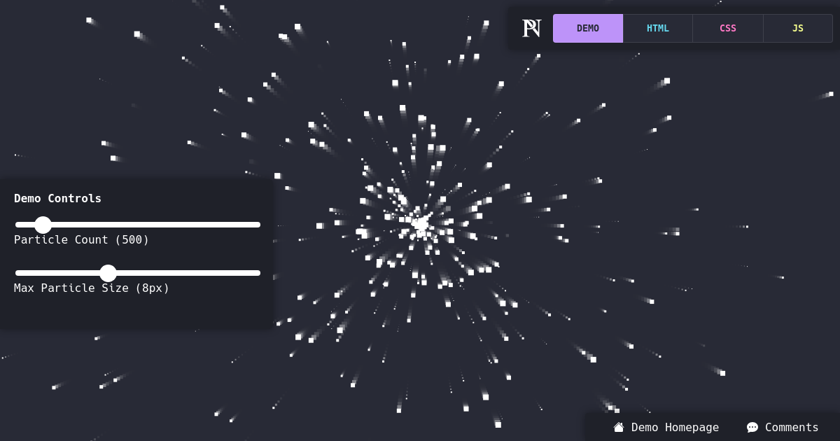 Screenshot of Canvas Animation: Particle Emitter #1