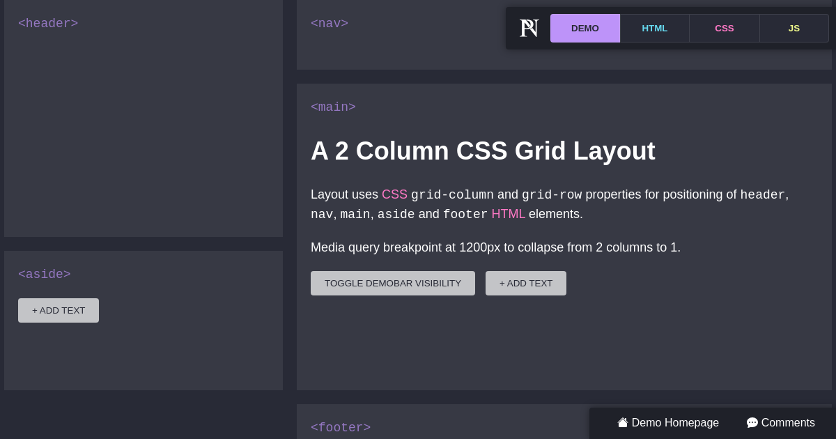 Screenshot of CSS Layout: 2 Column CSS Grid #3