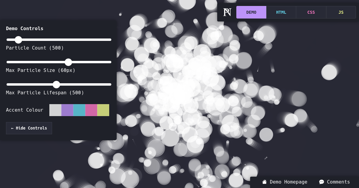 Screenshot of Canvas Animation: Particle Emitter #2